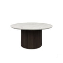 Sylvie Round Coffee Table with White Faux Marble Top and Base in Dark Brown - Michael's Discount Furniture