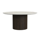 Sylvie 2PC Occasional Table Set with White Faux Marble Top and Base in Dark Brown-Coffee Table & End Table - Michael's Discount Furniture