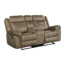 Sorrento Motion Loveseat with Console in T101 Brown - Michael's Discount Furniture