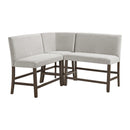 Seneca Counter 3PC Corner Bench with Grey Fabric in Brown - Michael's Discount Furniture