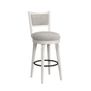 Rogen Rustic Swivel Bar Stool with Grey Fabric in Rustic White (2 Per Carton) - Michael's Discount Furniture