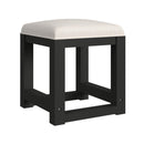 Ridgemont Dressing Stool with White Fabric in Black with Grain
