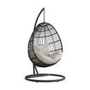 Playa Swing Egg Chair with Base and Pillar - Dark Grey and Olefin Beige - Michael's Discount Furniture