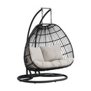 Playa Double Swing Egg Chair Complete - Dark Grey and Olefin Beige - Michael's Discount Furniture