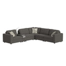 Options One Media Console with Drawer, acrylic top, reading light and PWS in Palmer Plus Ash - Michael's Discount Furniture