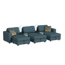 Options One 8PC Living Room Set in Palmer Plus Teal with Media Console - Michael's Discount Furniture