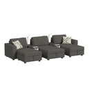 Options One 8PC Living Room Set in Palmer Plus Ash with Media Console - Michael's Discount Furniture