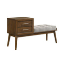 Malibu Bench with Grey Fabric in Walnut - Michael's Discount Furniture