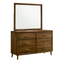Malibu 6-Drawer Dresser & Mirror in Walnut - Michael's Discount Furniture