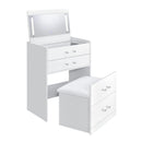 Irvine Mini Dressing Table with Stool, LED and USB in Glossy White - Michael's Discount Furniture