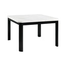 Francesca White Marble Square 5PC Counter Height Dining Set-Table & Four Blue Velvet Chairs - Michael's Discount Furniture