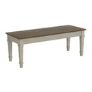 Farmington Storage Dining Bench in Medium Brown and Washed Stone - Michael's Discount Furniture