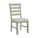 Farmington Ladder Back Dining Side Chair with Light Beige Fabric in Washed Stone (2 Per Carton) - Michael's Discount Furniture