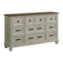 Farmington 9-Drawer Dresser in Medium Brown and Washed Stone - Michael's Discount Furniture