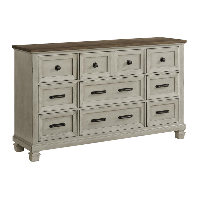 medium brown dresser Benjara Umer 6 Drawer 36 in. Tall Chest with Plinth Base BM352660 designed for those seeking true transitional elegance PCB78231 in Medium Brown by