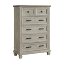 Farmington 5-Drawer Chest in Medium Brown and Washed Stone - Michael's Discount Furniture