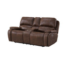 Atlantis Power Motion Loveseat with Power Motion Head Recliner & Console in Heritage Brown - Michael's Discount Furniture