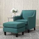 Erica 497 Ottoman W/Chrome Nail Heirloome Teal (ISTA 3) - Michael's Discount Furniture