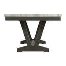 Everdeen Dining Table w/ White Faux Marble Top in Charcoal - Michael's Discount Furniture