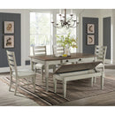 Farmington Ladder Back Dining Side Chair with Light Beige Fabric in Washed Stone (2 Per Carton) - Michael's Discount Furniture