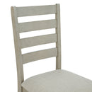Farmington Ladder Back Dining Side Chair with Light Beige Fabric in Washed Stone (2 Per Carton) - Michael's Discount Furniture