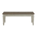 Farmington Storage Dining Bench in Medium Brown and Washed Stone - Michael's Discount Furniture