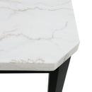Francesca White Marble Square 5PC Counter Height Dining Set-Table & Four Blue Velvet Chairs - Michael's Discount Furniture