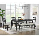 Garcia 6PC Dining Set with Table, 4 Chairs, and Bench in Black - Michael's Discount Furniture