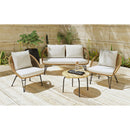 Grace Outdoor Seating 4PC Set - Black, Natural and Olefin Beige - Michael's Discount Furniture