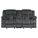 Laurelton Double Glider Reclining Loveseat w/ Center Console in Charcoal 9636CC-2 - Michael's Discount Furniture