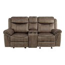 Aram Double Glider Reclining Loveseat in Dark Brown 8206NF-2 - Michael's Discount Furniture