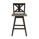 Amsonia Swivel Counter Height Chair in Gray and Black (Set of 2)