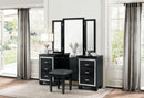 Allura Vanity Dresser with Mirror in Black 1916BK-15 - Michael's Discount Furniture