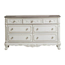 Cinderella 7 Drawer Dresser in Antique White with Grey Rub-Through 1386NW-5 - Michael's Discount Furniture