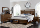 Frazier Queen Upholstered Storage Platform Bed in Dark Cherry 1649-1