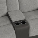 Hornet Motion Loveseat with Console in Rancho Grey - Michael's Discount Furniture
