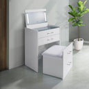 Irvine Mini Dressing Table with Stool, LED and USB in Glossy White - Michael's Discount Furniture