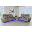 Lantana Power Motion Loveseat with Power Headrest, Led, and Console in Rocky Grey/Brown - Michael's Discount Furniture