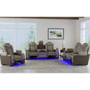 Lantana Power Motion Loveseat with Power Headrest, Led, and Console in Rocky Grey/Brown - Michael's Discount Furniture