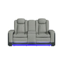Lantana Power Motion Loveseat with Power Headrest, Led, and Console in Rocky Cement/Charcoal