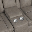 Lantana Power Motion Loveseat with Power Headrest, Led, and Console in Rocky Grey/Brown - Michael's Discount Furniture