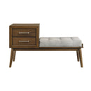 Malibu Bench with Grey Fabric in Walnut - Michael's Discount Furniture