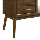 Malibu Bench with Grey Fabric in Walnut - Michael's Discount Furniture