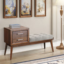 Malibu Bench with Grey Fabric in Walnut - Michael's Discount Furniture