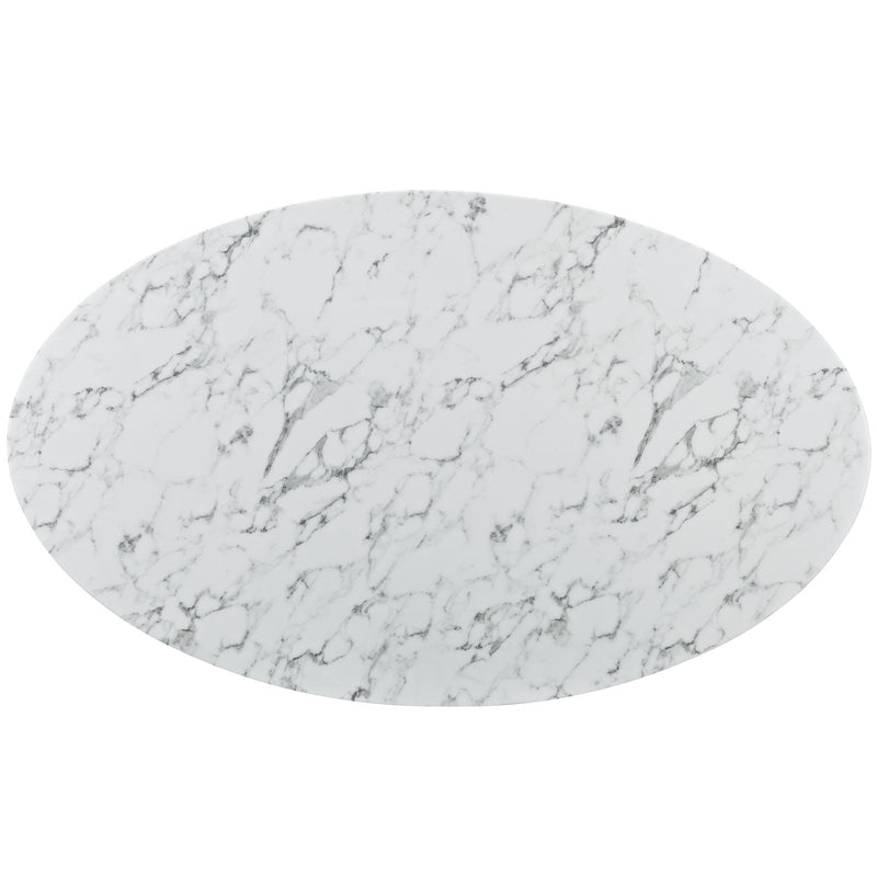 Lippa 78" Oval Artificial Marble Dining Table