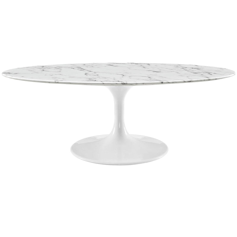 Lippa 48" Oval-Shaped Artificial Marble Coffee Table
