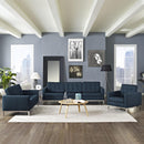 Loft 3 Piece Upholstered Fabric Sofa Loveseat and Armchair Set