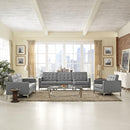 Loft 3 Piece Upholstered Fabric Sofa Loveseat and Armchair Set