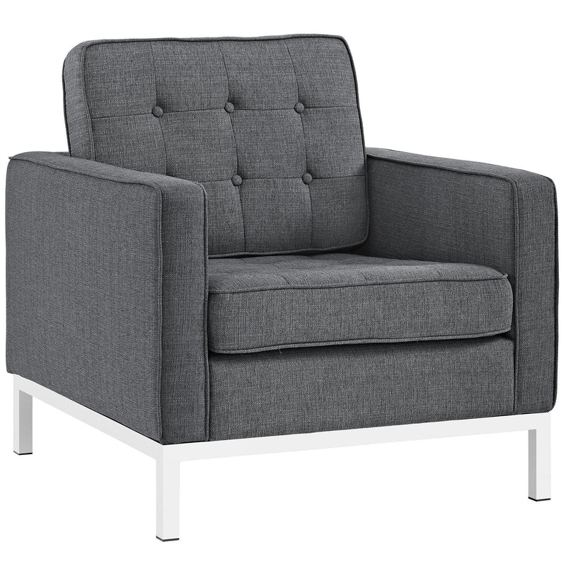 Loft 2 Piece Upholstered Fabric Sofa and Armchair Set