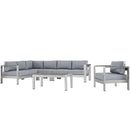 Shore 6 Piece Outdoor Patio Aluminum Sectional Sofa Set